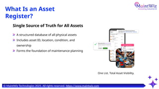 Importance of Asset Register in Maintenance Management | PPTX