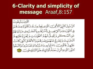 6-Clarity and simplicity of
  message Araaf,8:157
 