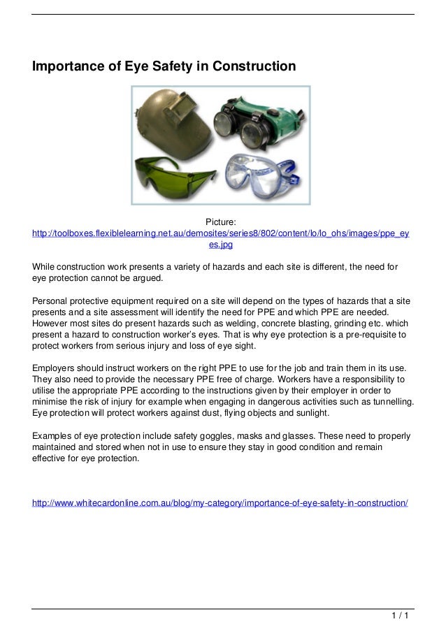 Importance of Eye Safety in Construction