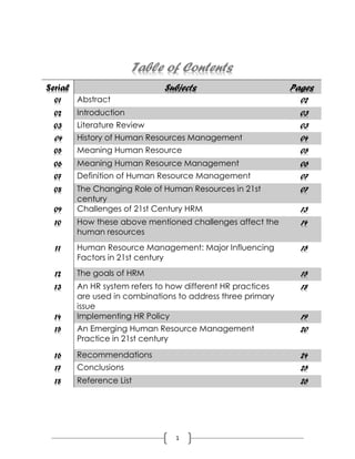 challenges of human resource management in 21st century