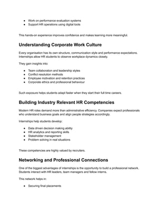 Importance of Internships in MBA in HR for Career Growth | PDF
