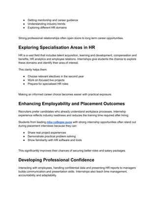Importance of Internships in MBA in HR for Career Growth | PDF