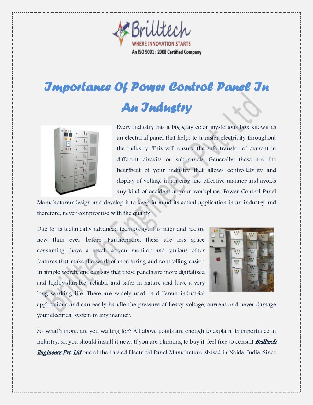 Power Control Panel Manufacturers, Exporters India