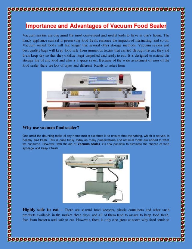 Importance and advantages of vacuum food sealer