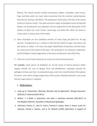Importance and Applications  of Systematics evolution
