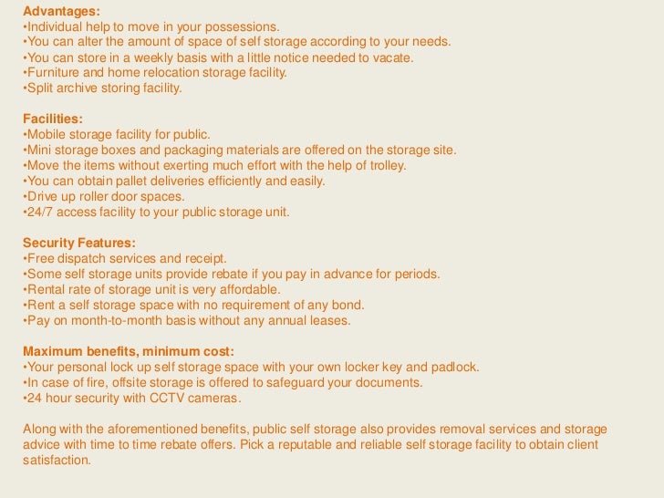 Importance and benefits of self storage units