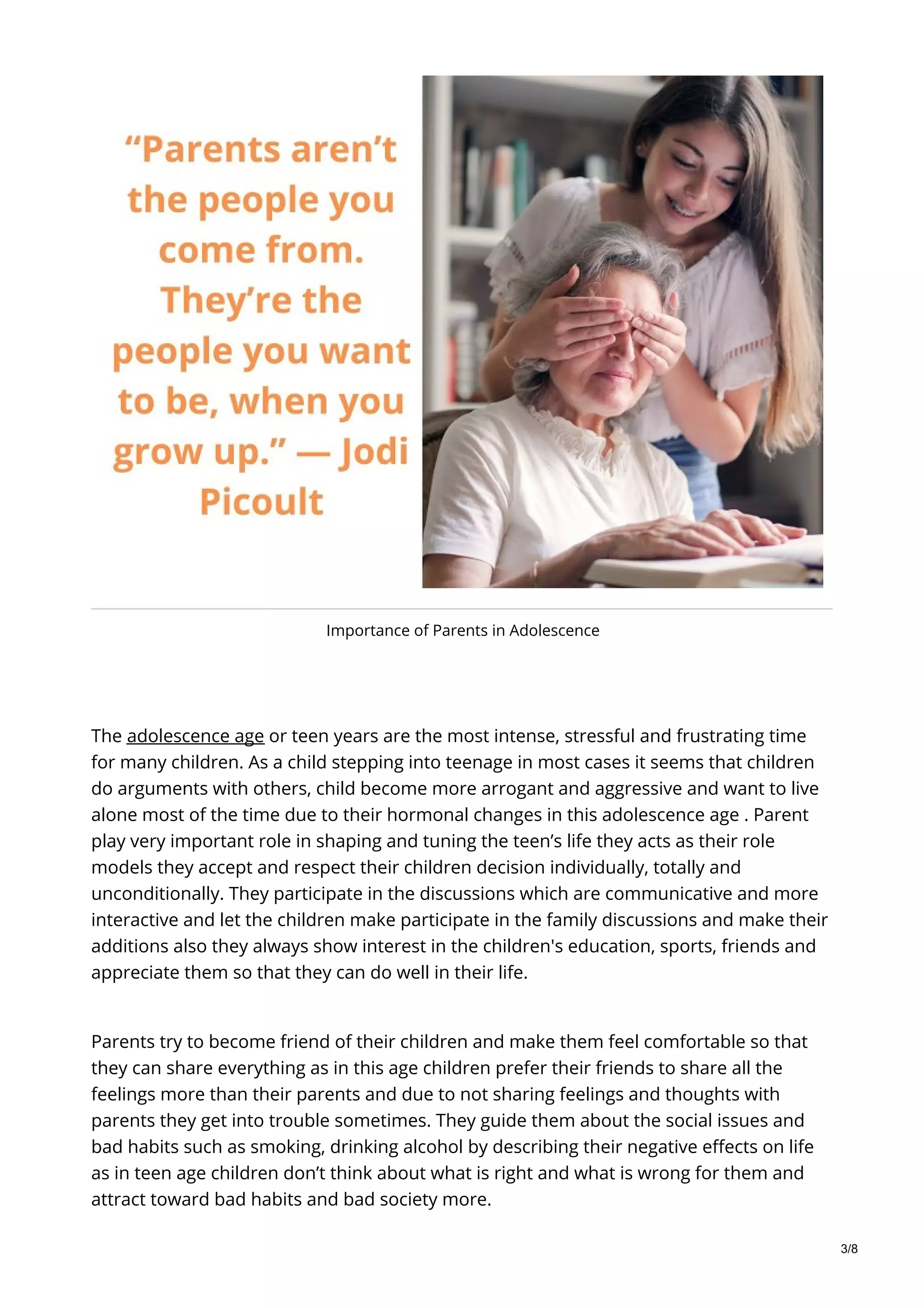 Importance and role of parents | PDF