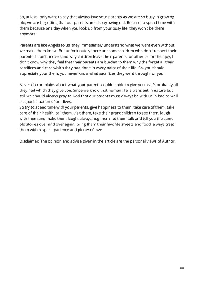 Importance and role of parents PDF