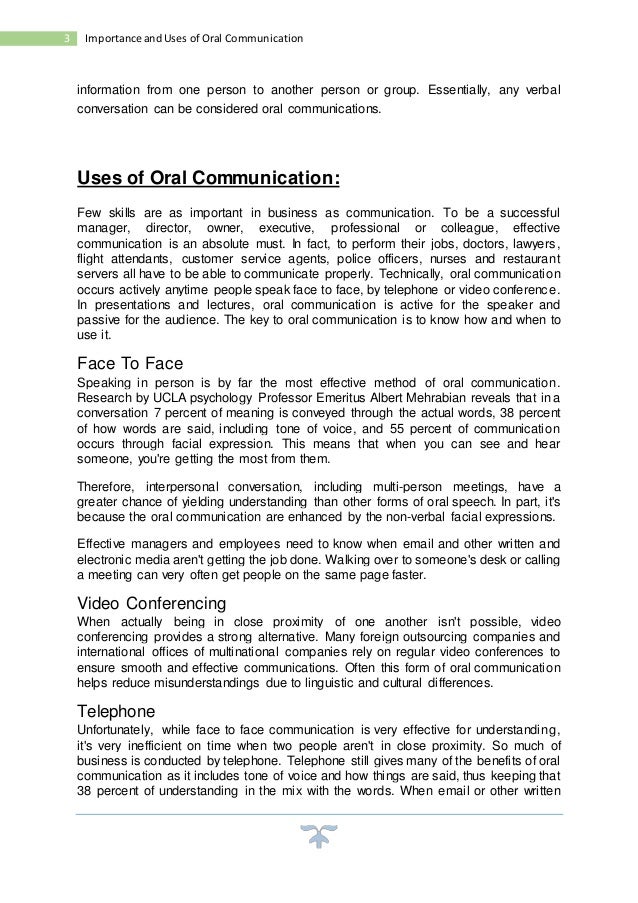 Importance and uses of oral communication