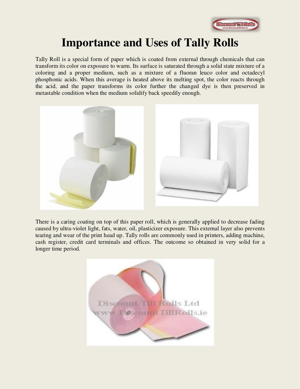 Importance and uses of tally rolls