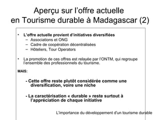 Importance du développement d'un tourisme durable à Madagascar