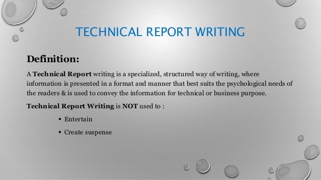 technical report writing purpose