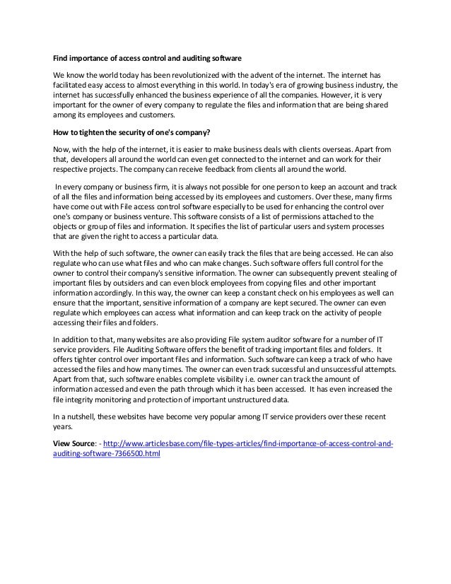 Importance of access control and auditing software