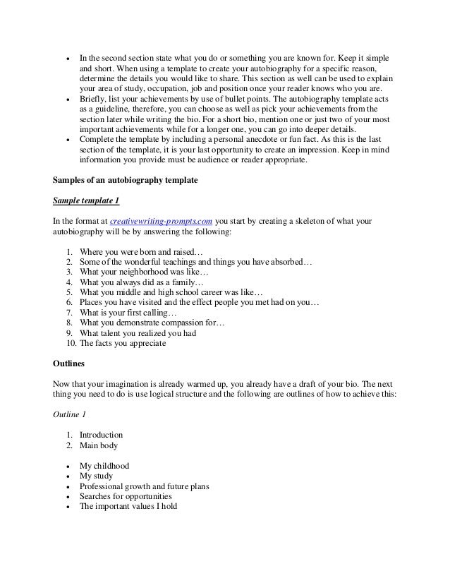 auto biography outline