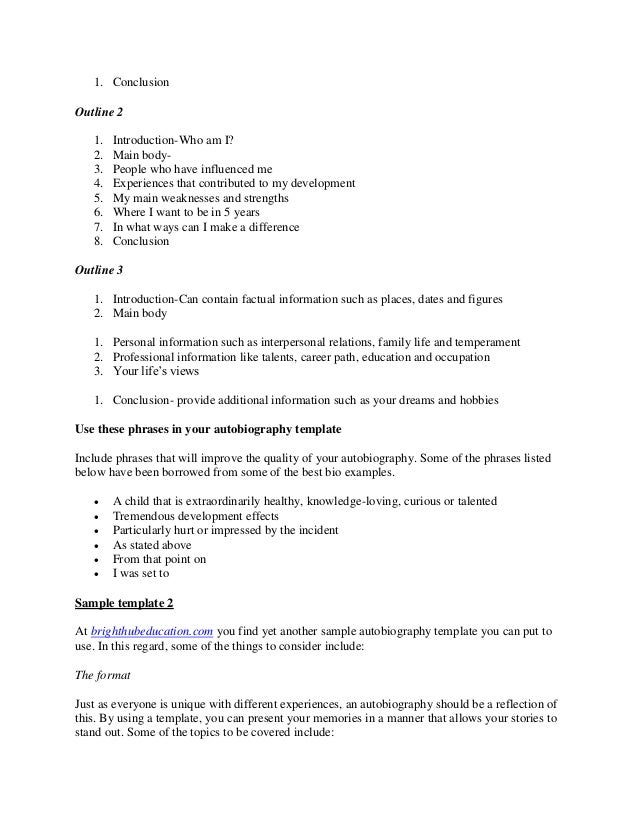 biography essay outline