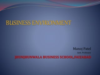 Manoj Patel
Astt. Professor
JHUNJHUNWALA BUSINESS SCHOOL,FAIZABAD
 