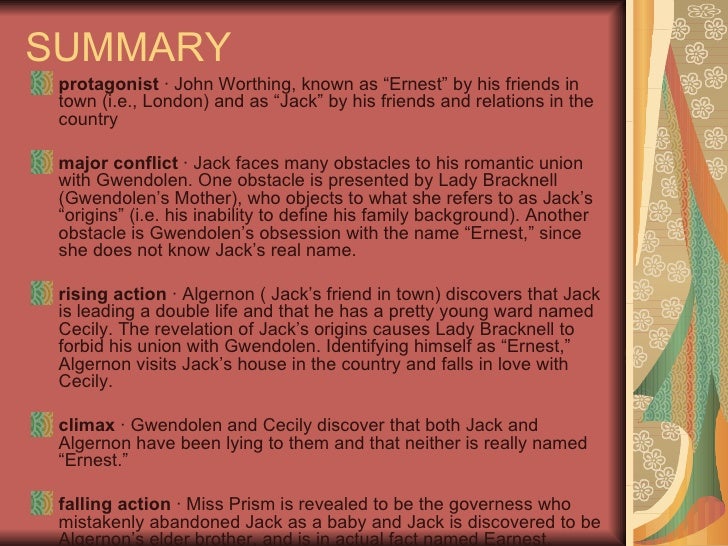 The importance of being earnest summary act 1
