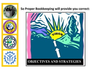 So Proper Bookkeeping will provide you correct:




    OBJECTIVES AND STRATEGIES
 
