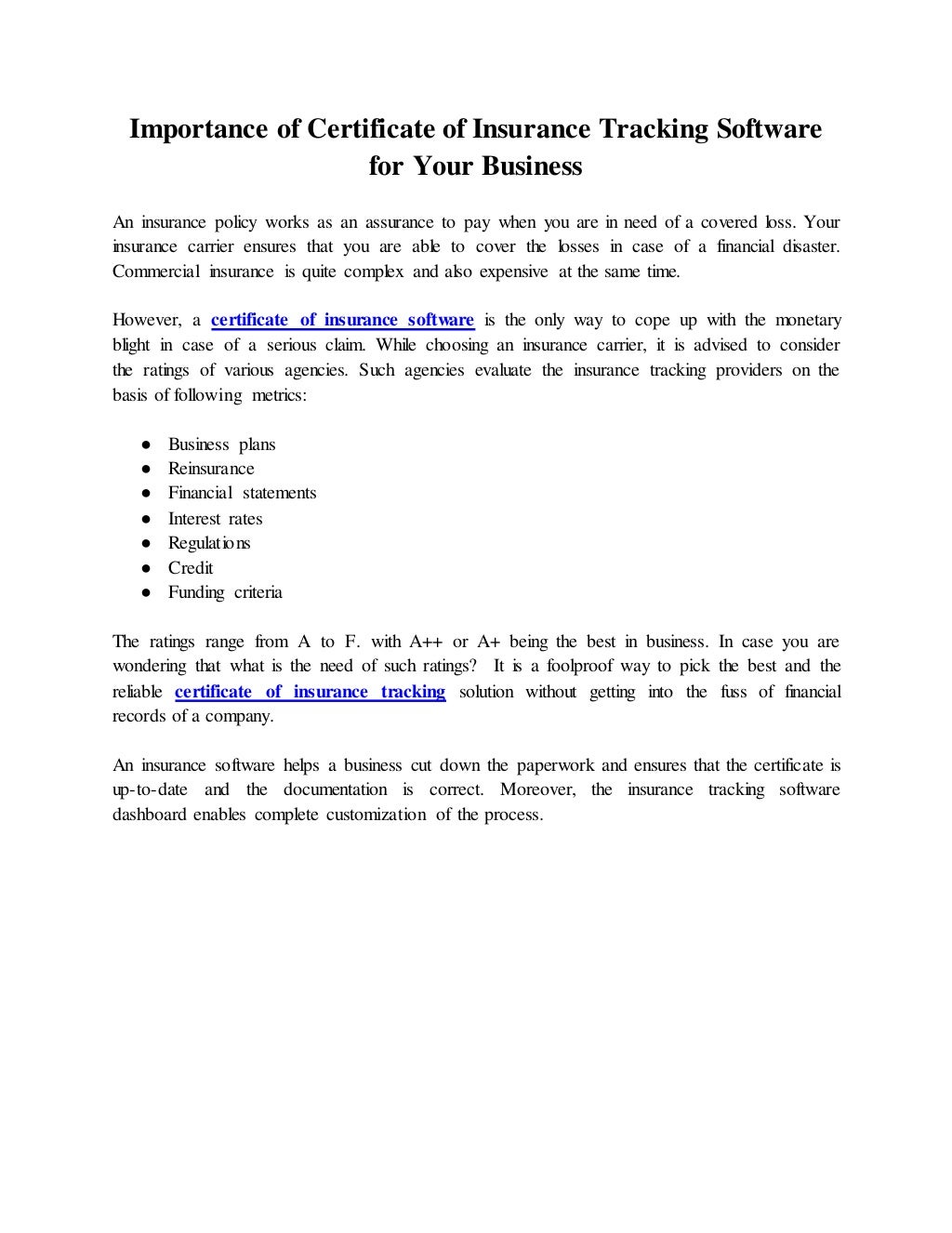 Importance Of Certificate Of Insurance Tracking Software