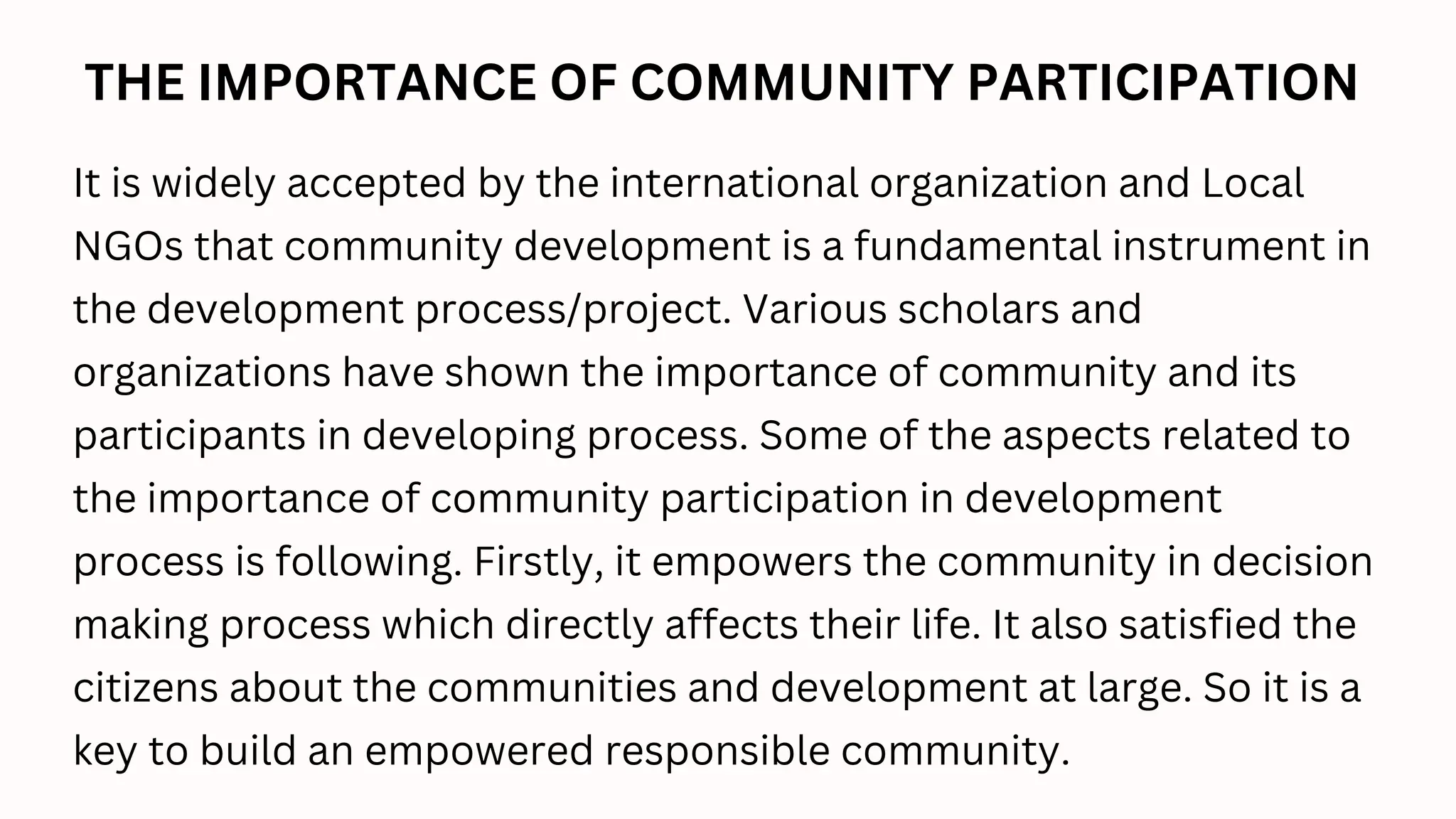 Importance Of Community Participation In Development Projects Importance Of Community Participation In Development Projects