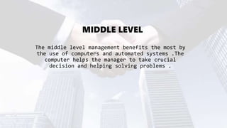 Management System Computer Middle Importance of computers in business | PPTX