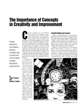 Importance of concepts in creativity