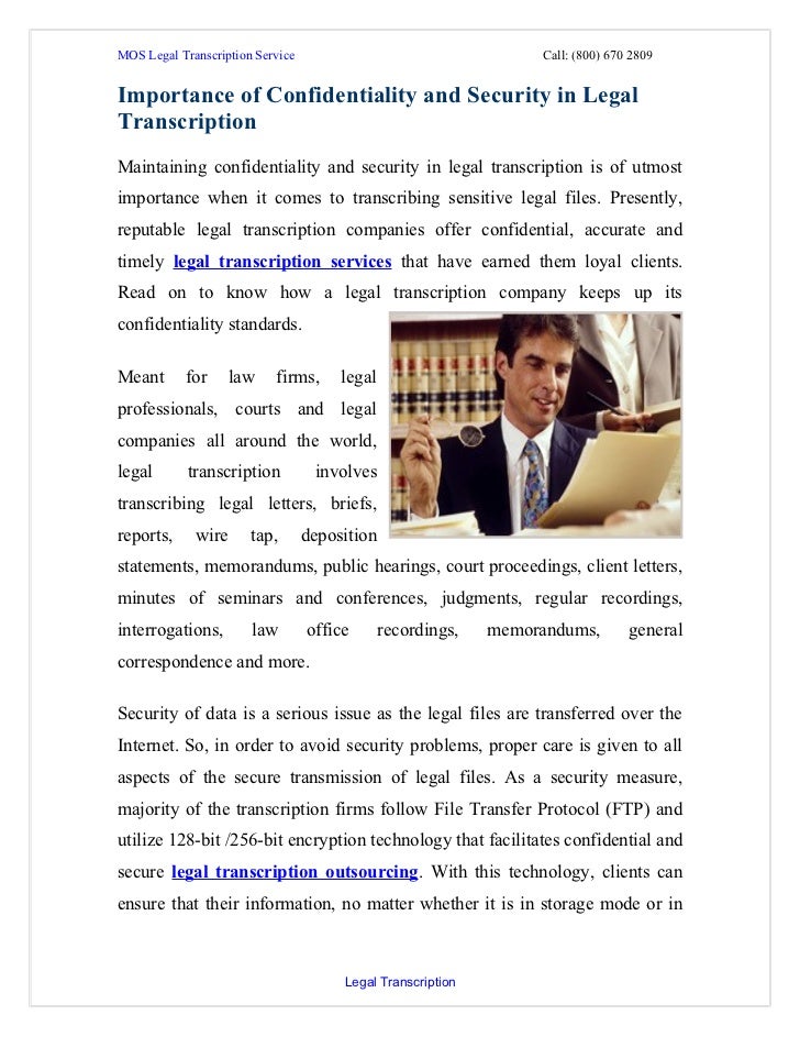 Importance of confidentiality and security in legal transcription