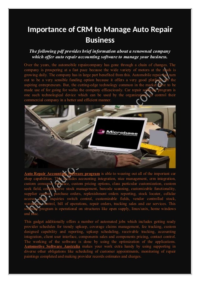 Importance of CRM to Manage Auto Repair Business
