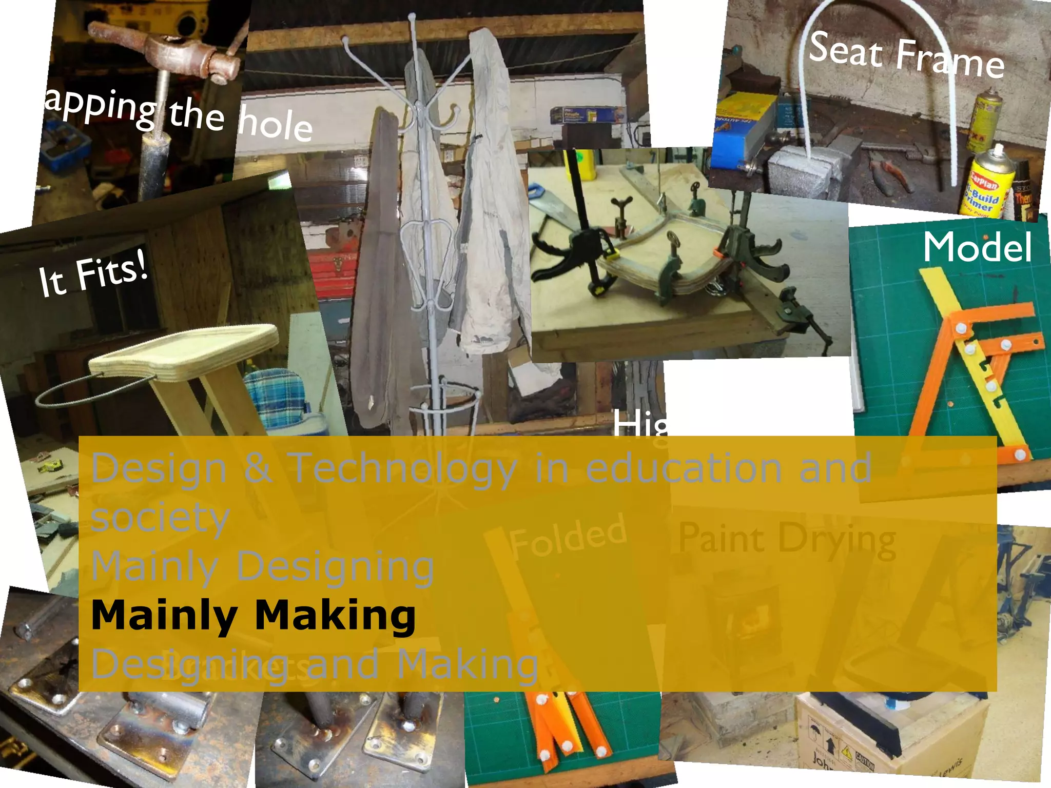 High Chair Paint Drying  Model Folded Brackets   It Fits! Seat Frame Tapping the hole Design & Technology in education and society Mainly Designing Mainly Making Designing and Making 
