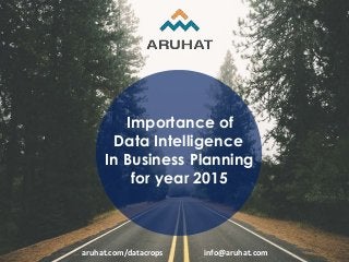 Importance of
Data Intelligence
In Business Planning
for year 2015
info@aruhat.comaruhat.com/datacrops
 