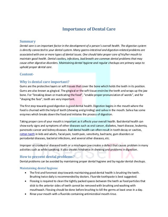 Importance of dental care