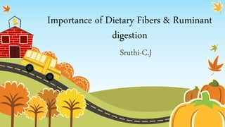 Importance of Dietary Fibers & Ruminant
digestion
Sruthi-C.J
 