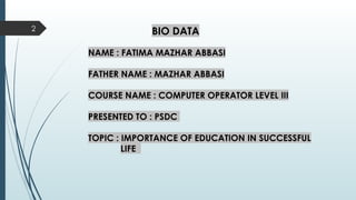 IMPORTANCE OF EDUCATION PRESENTATION PPT | PPTX