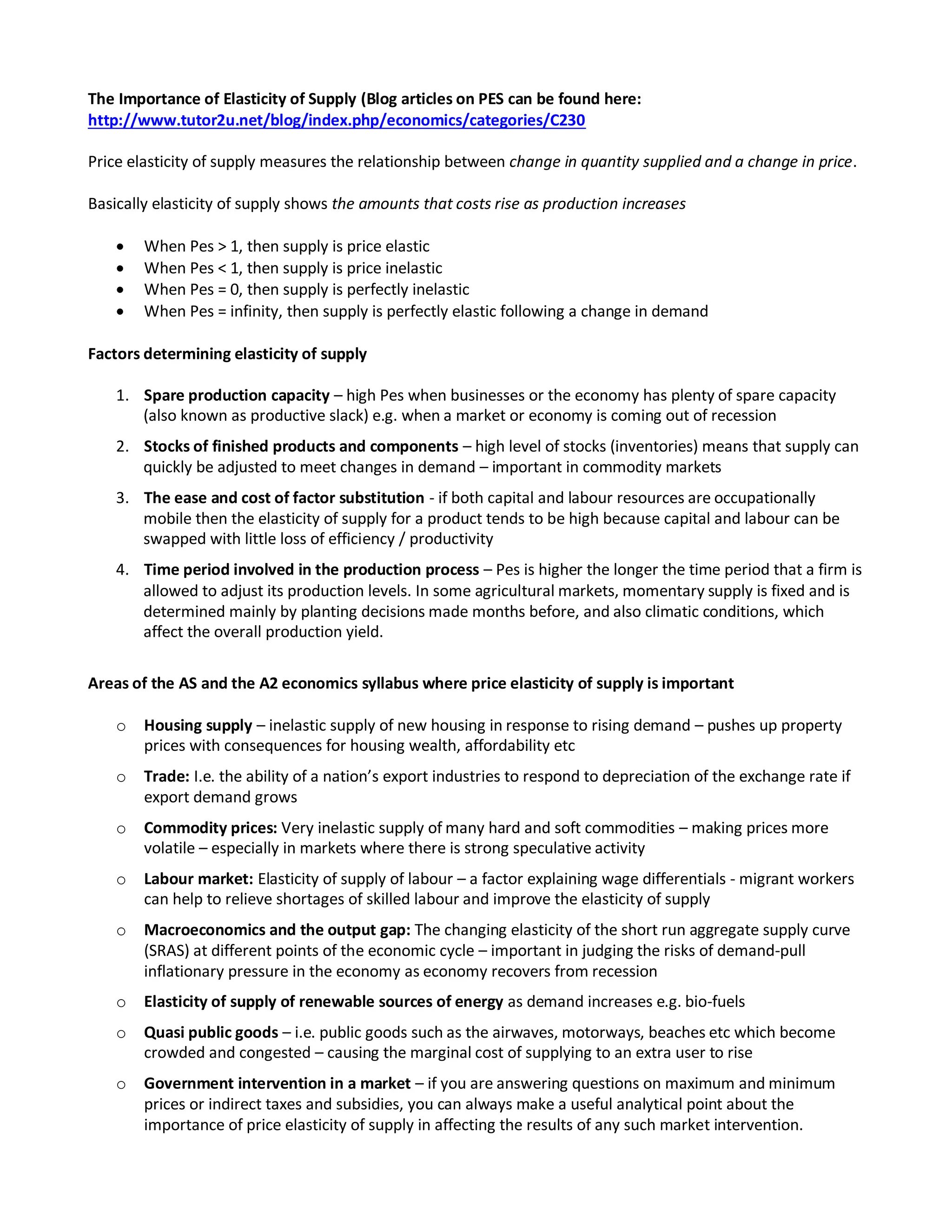 Importance of price elasticity of supply PDF