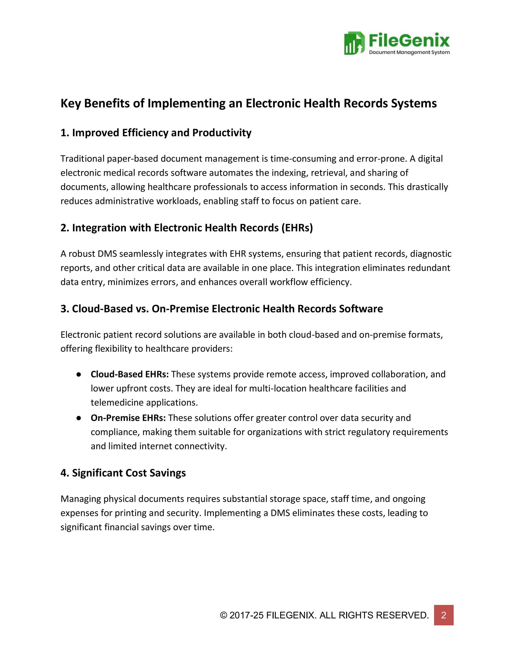 Importance of Electronic Health Records Systems for Medical | PDF