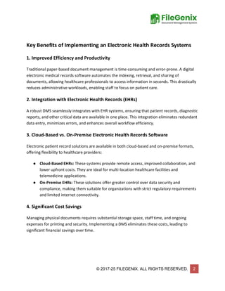 Importance of Electronic Health Records Systems for Medical | PDF