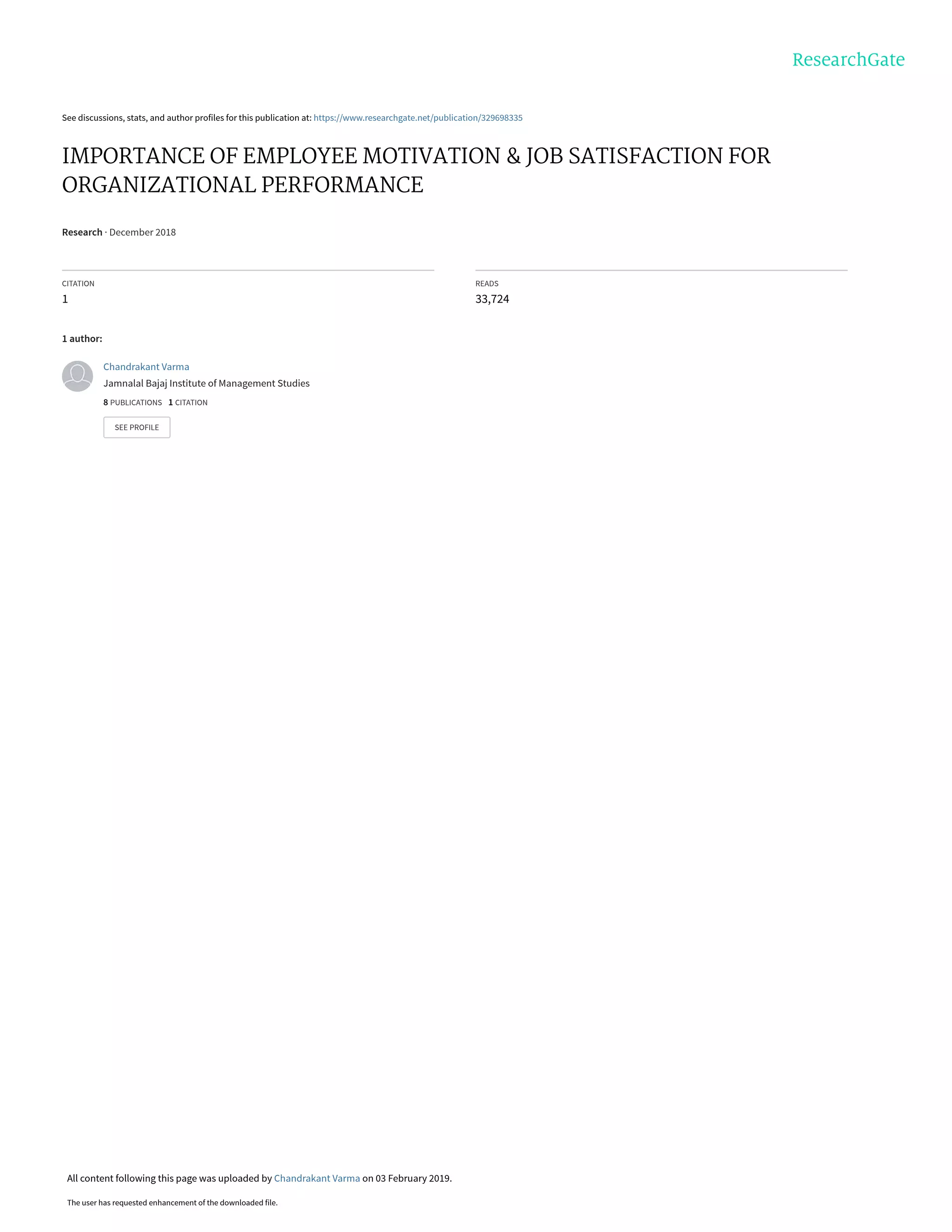 Importance of employee motivation job satisfaction | PDF