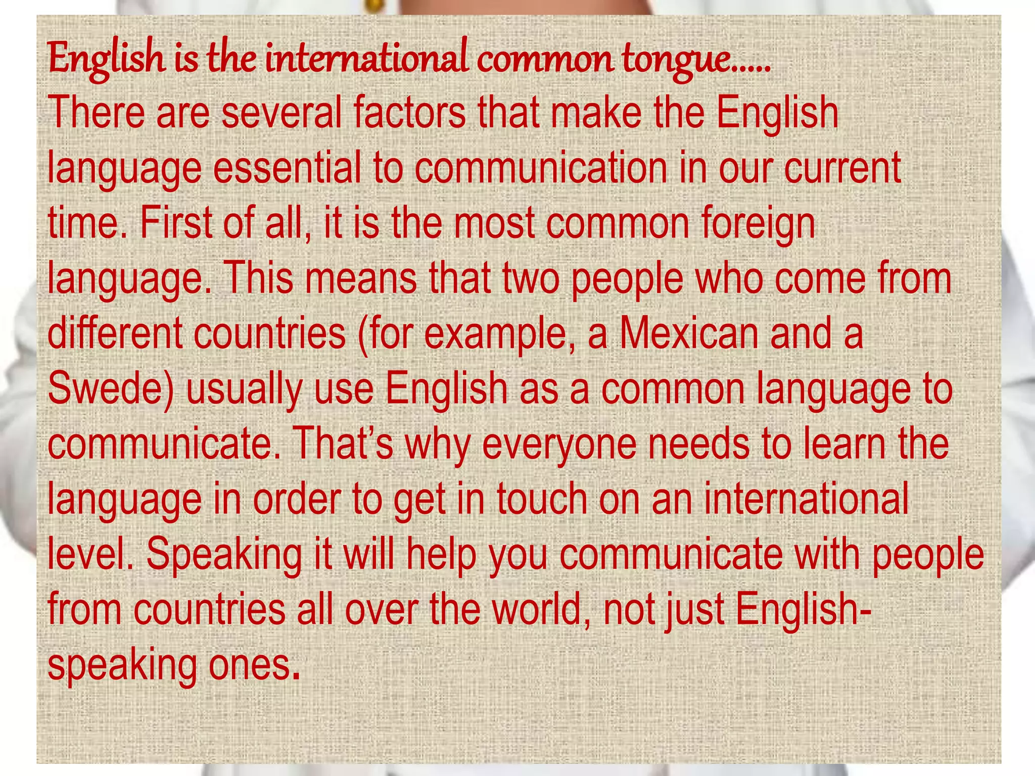 Importance of english in today's world | PPT