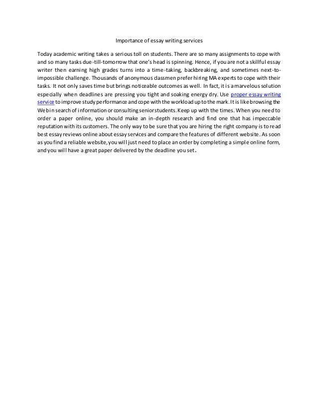 Importance of service essay