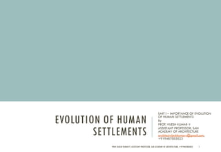 Importance of evolution of human settlements | PDF