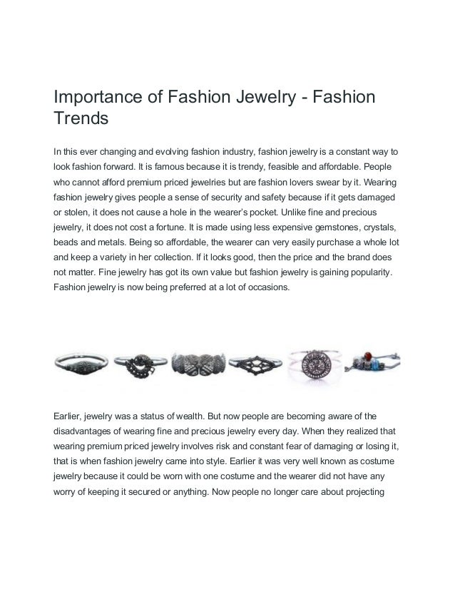 Importance of Fashion Jewelry Fashion Trends