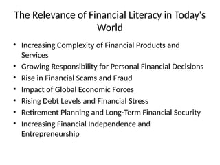 Importance of Financial Literacy for students | PPTX