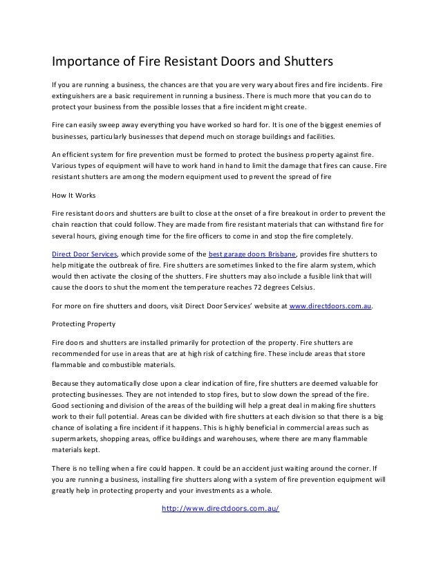 Importance Of Fire Resistant Doors And Shutters