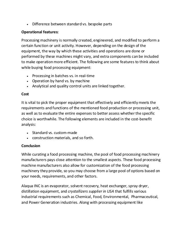 Importance of food processing equipment PDF
