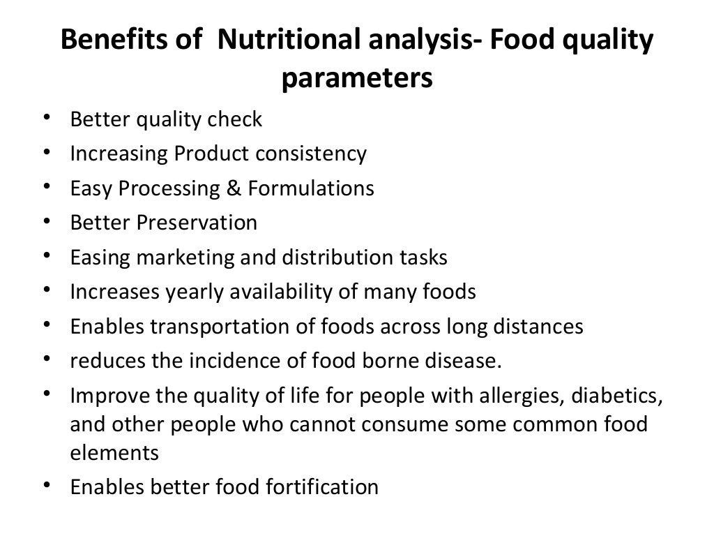 Importance of food quality and nutritional analysis
