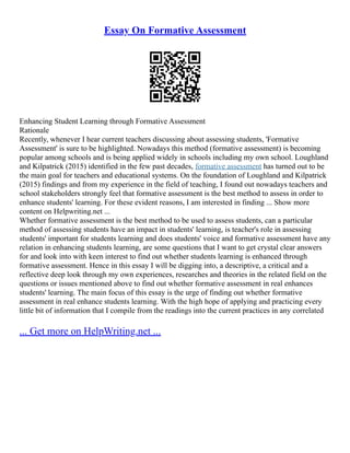 Importance Of Formative And Summative Assessment | PDF