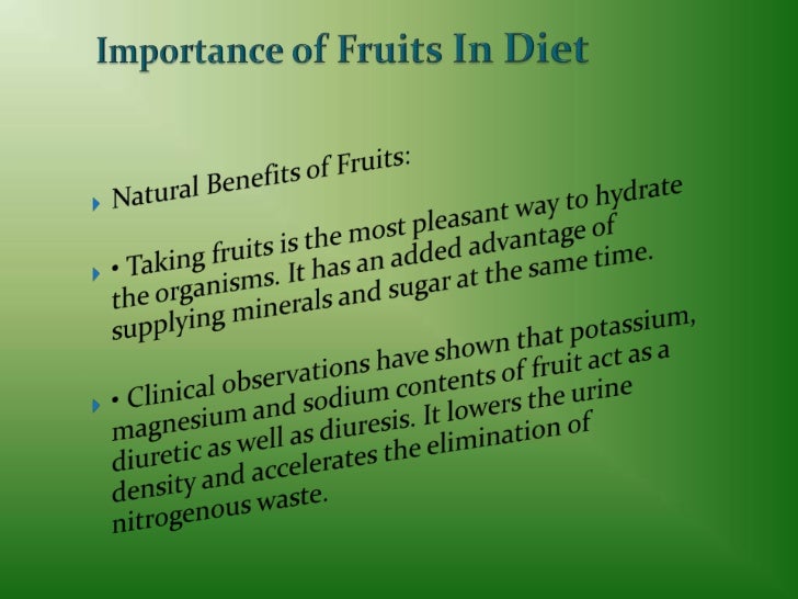 Importance of fruits in diet