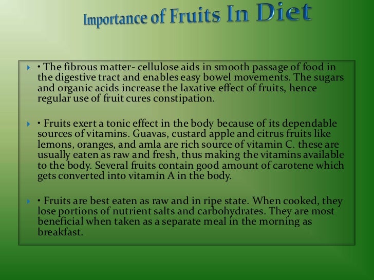 Importance of fruits in diet