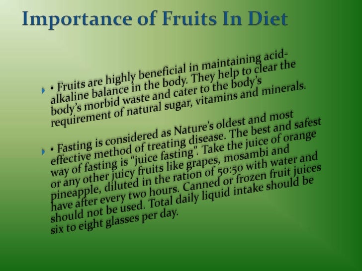 Importance of fruits in diet