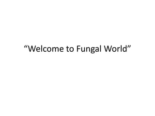 “Welcome to Fungal World”
 